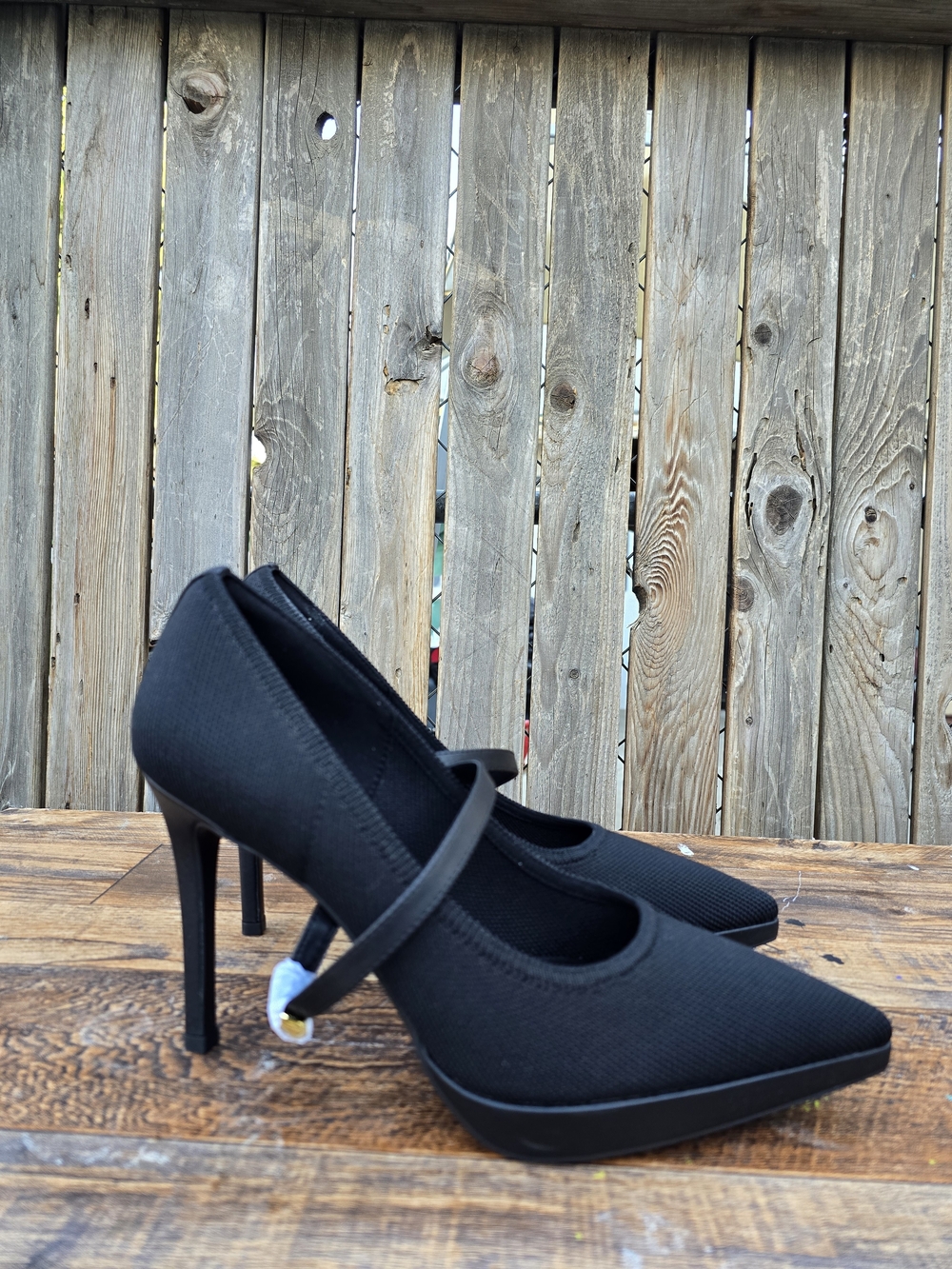 Cozy Island Women's Black Pointed Toe Mary Jane Comfy Heels Size 10